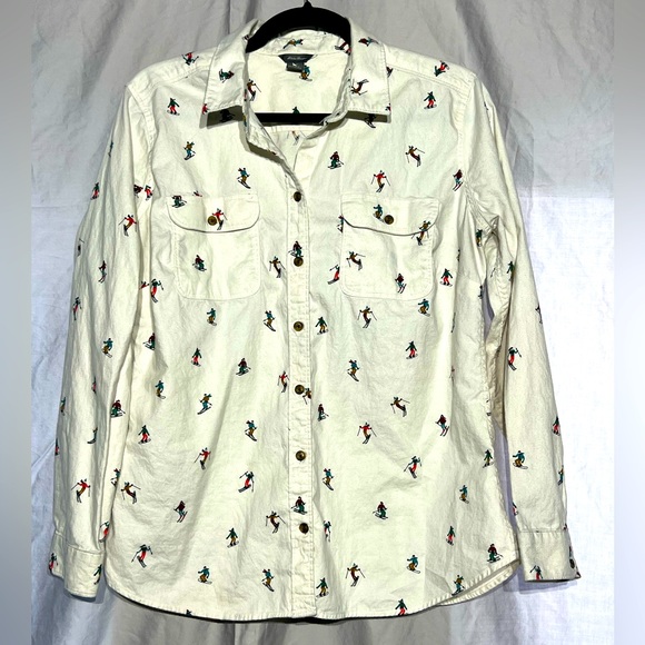 Eddie Bauer flannel button up Apres Ski top - Picture 1 of 4